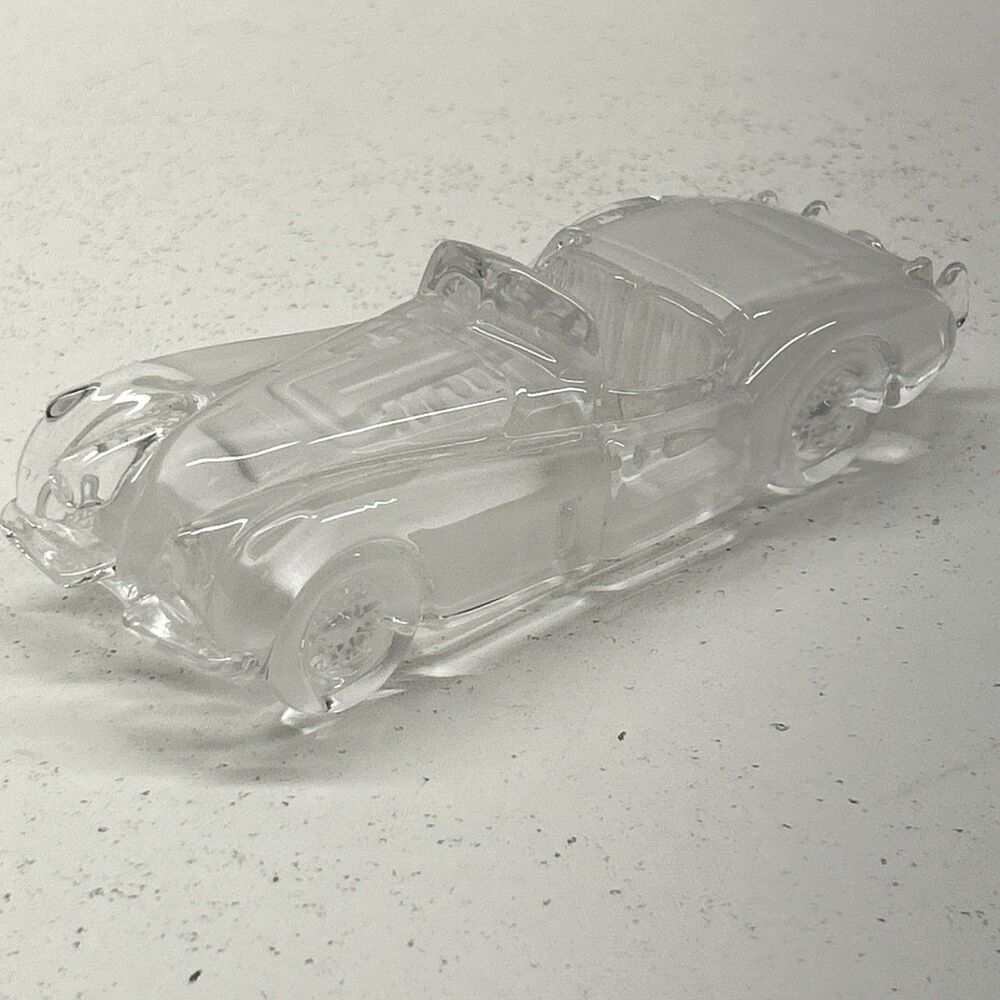 VTG JAGUAR XK120 CONVERTIBLE GLASS CRYSTAL‎ CAR PAPERWEIGHT IN EXCELLENT SHAPE